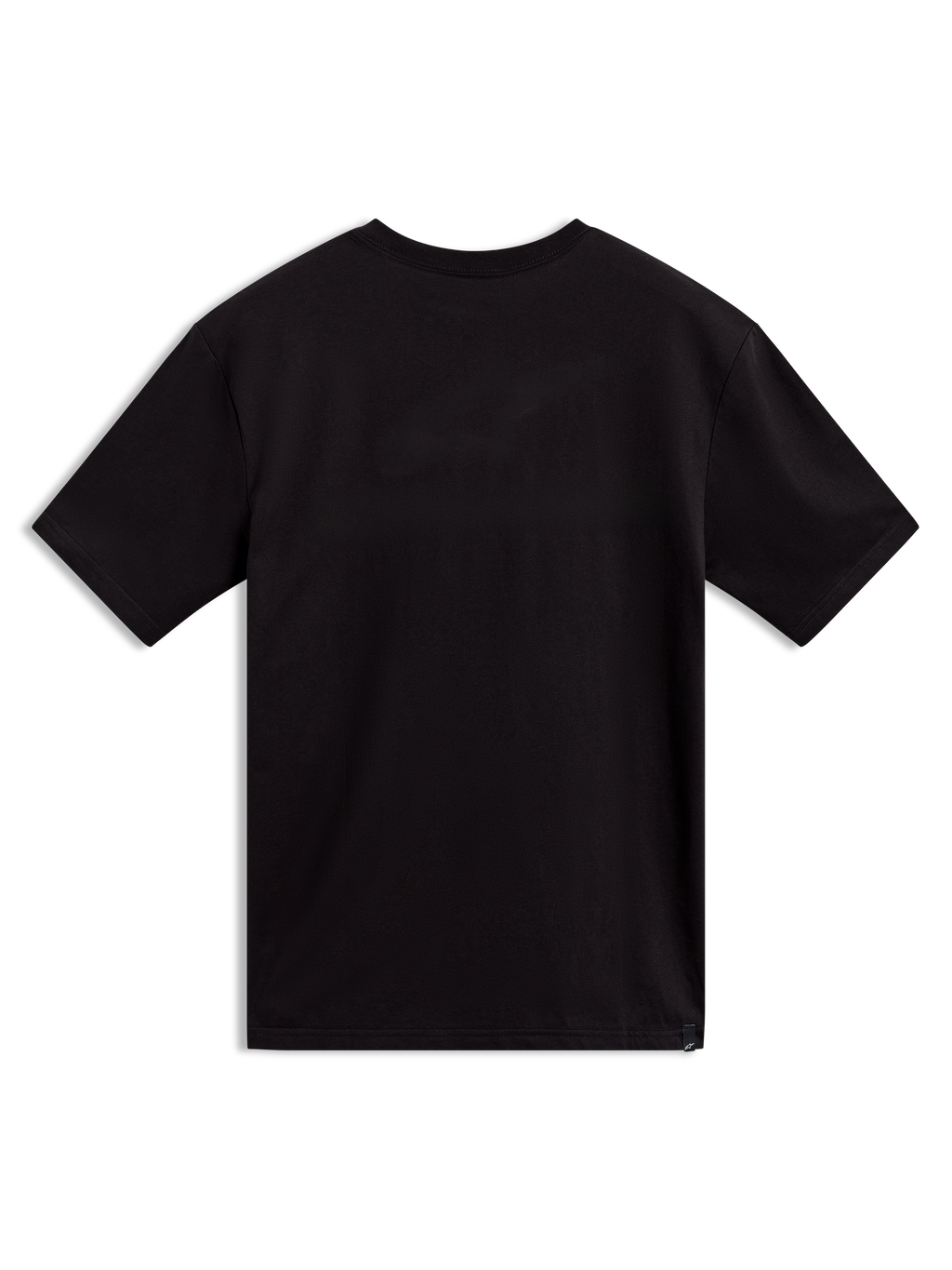 Alpinestars Cypress CSF Short Sleeve Tee, black sportswear t-shirt, back view with small hem logo detail.