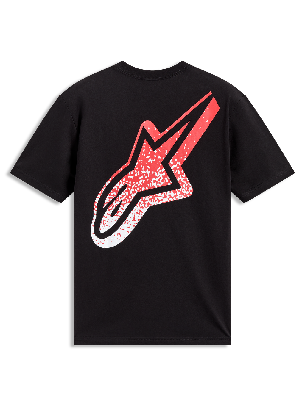 Alpinestars Meteor CSF Tee, t-shirt sportswear noir, grand logo Astars dégradé rouge et blanc au dos, style motocross