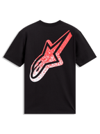 Alpinestars Meteor CSF Tee, t-shirt sportswear noir, grand logo Astars dégradé rouge et blanc au dos, style motocross