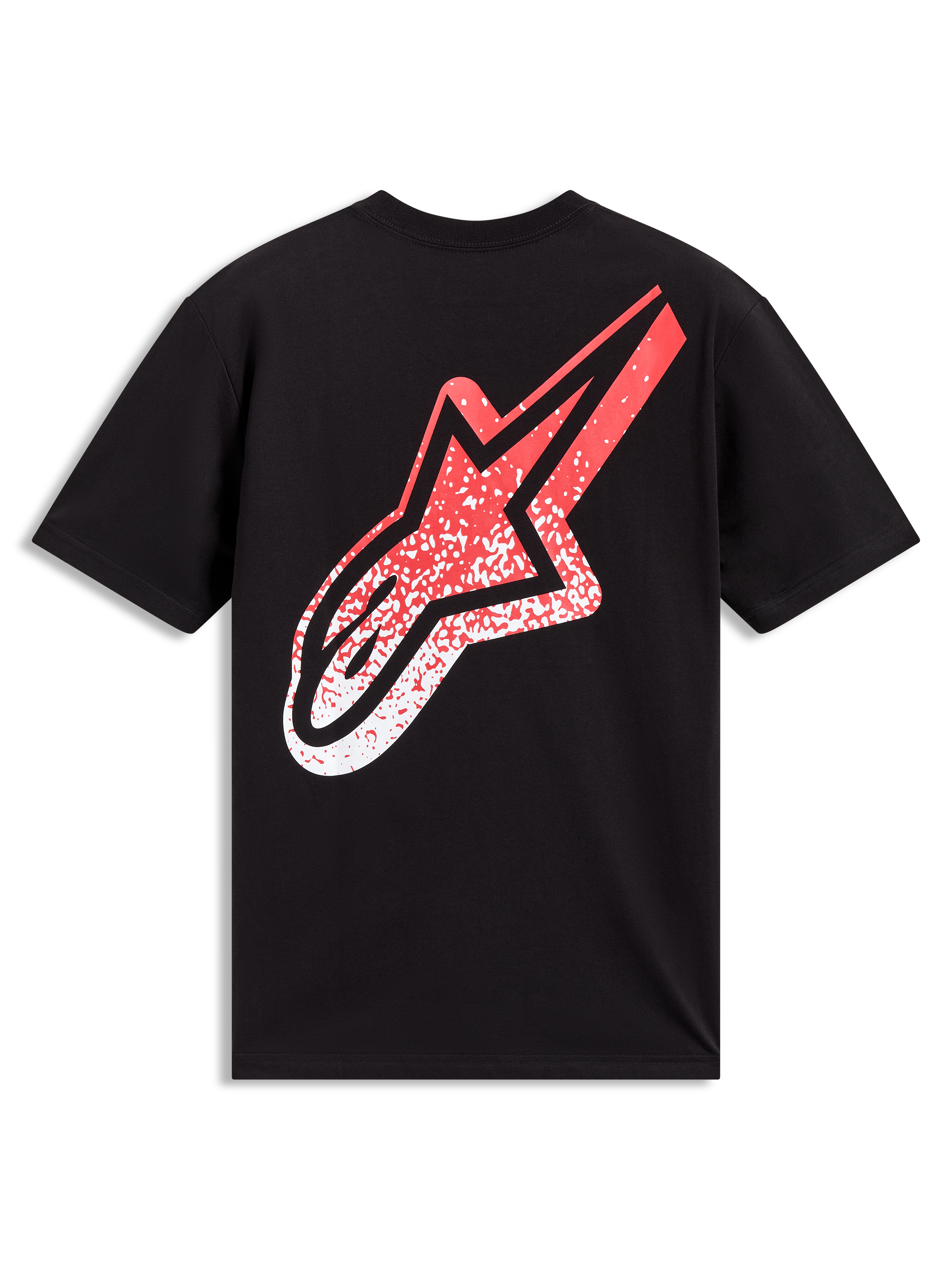 Alpinestars Meteor CSF Tee, t-shirt sportswear noir, grand logo Astars dégradé rouge et blanc au dos, style motocross