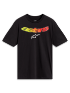 Alpinestars Elliptogrit CSF, t-shirt à manches courtes noir, graphisme Astars dégradé jaune à rouge, style sportswear