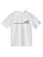 Alpinestars P1 CSF, t-shirt à manches courtes blanc, style sportswear avec bande de course rouge et logo Astars noir.