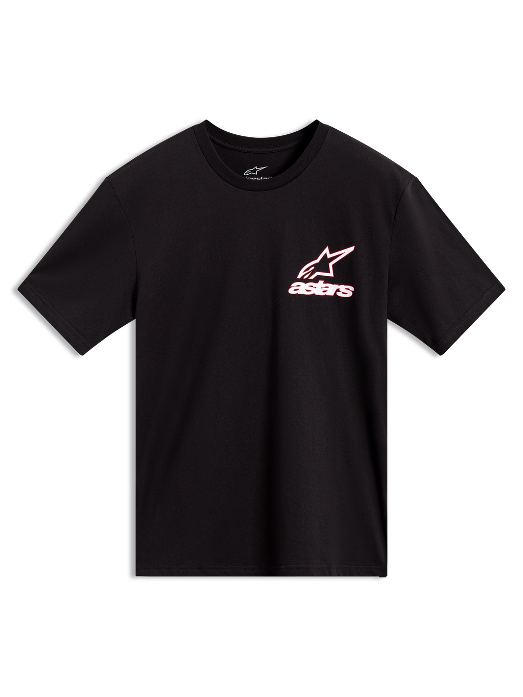 Alpinestars Lineout CSF Tee, t-shirt à manches courtes noir, logo Astars blanc et rouge sur la poitrine, style sportswear