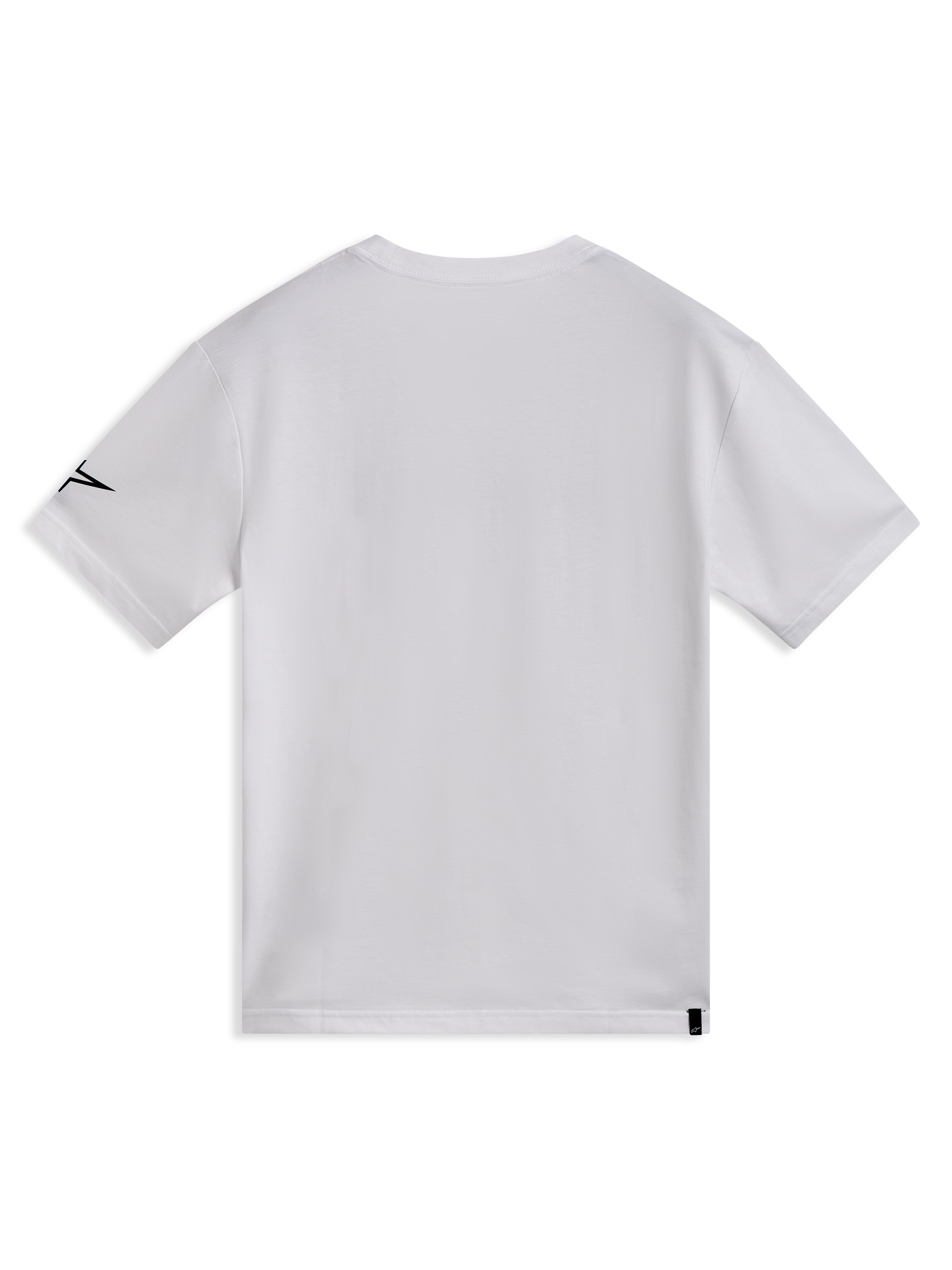 Alpinestars Race Wordmark CSF, t-shirt à manches courtes blanc, vue de dos avec logo Ageless noir sur la manche, style sportswear.