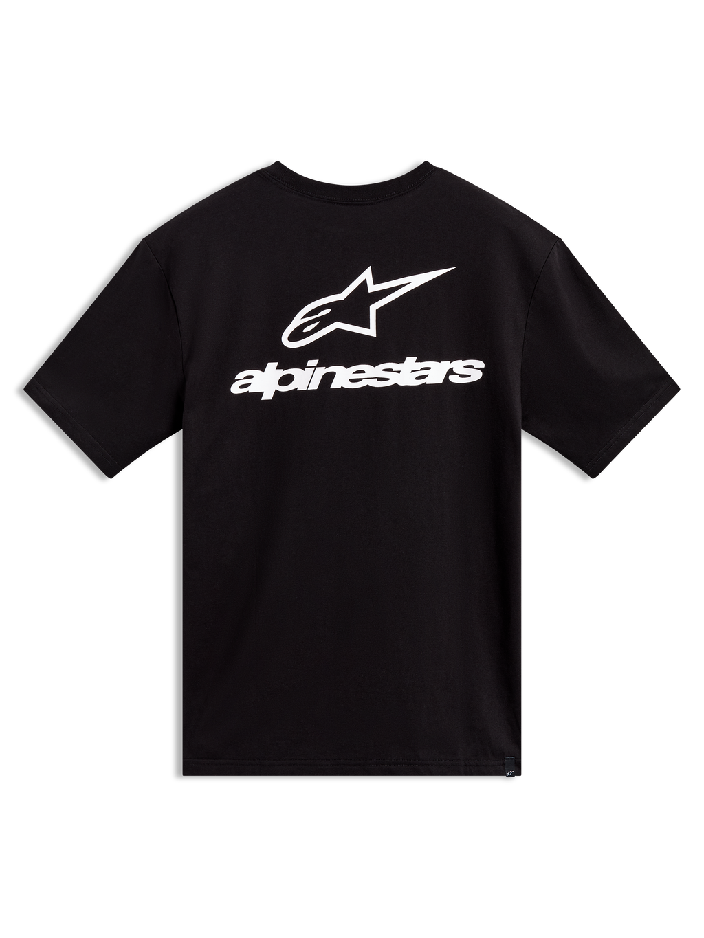 Alpinestars Combo Back CSF Tee, t-shirt de sportswear noir à manches courtes, grand logo blanc imprimé au dos
