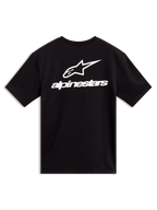 Alpinestars Combo Back CSF Tee, t-shirt de sportswear noir à manches courtes, grand logo blanc imprimé au dos