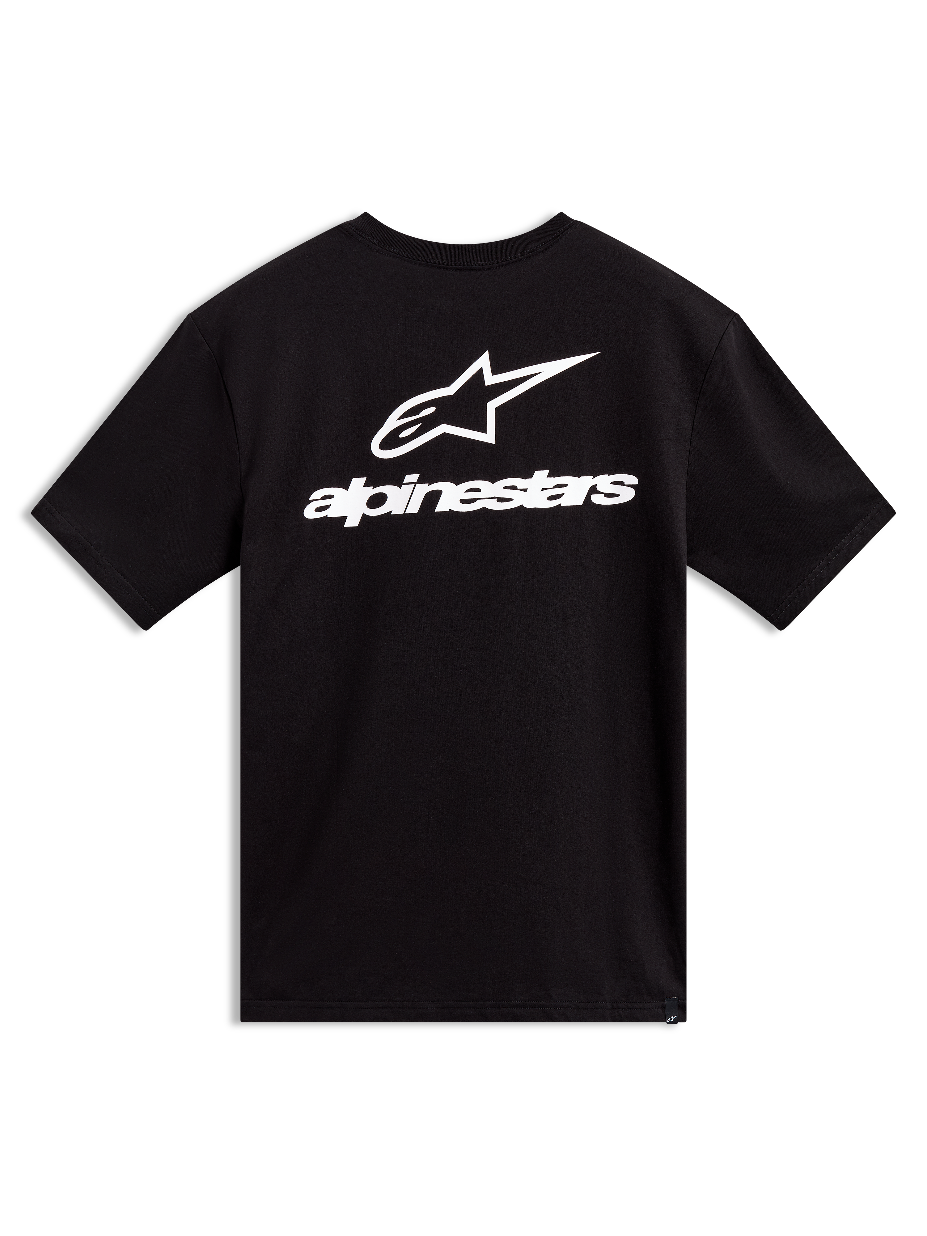 Alpinestars Combo Back CSF Tee, t-shirt de sportswear noir à manches courtes, grand logo blanc imprimé au dos