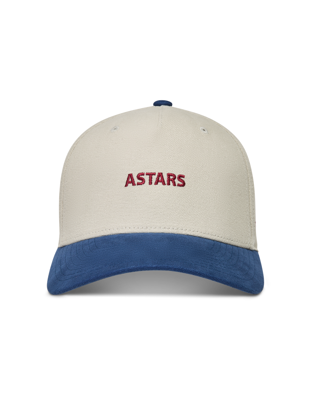 Alpinestars County Canvas Casquette, casquette sportswear sable et bleue avec logo Astars rouge brodé et visière courbée