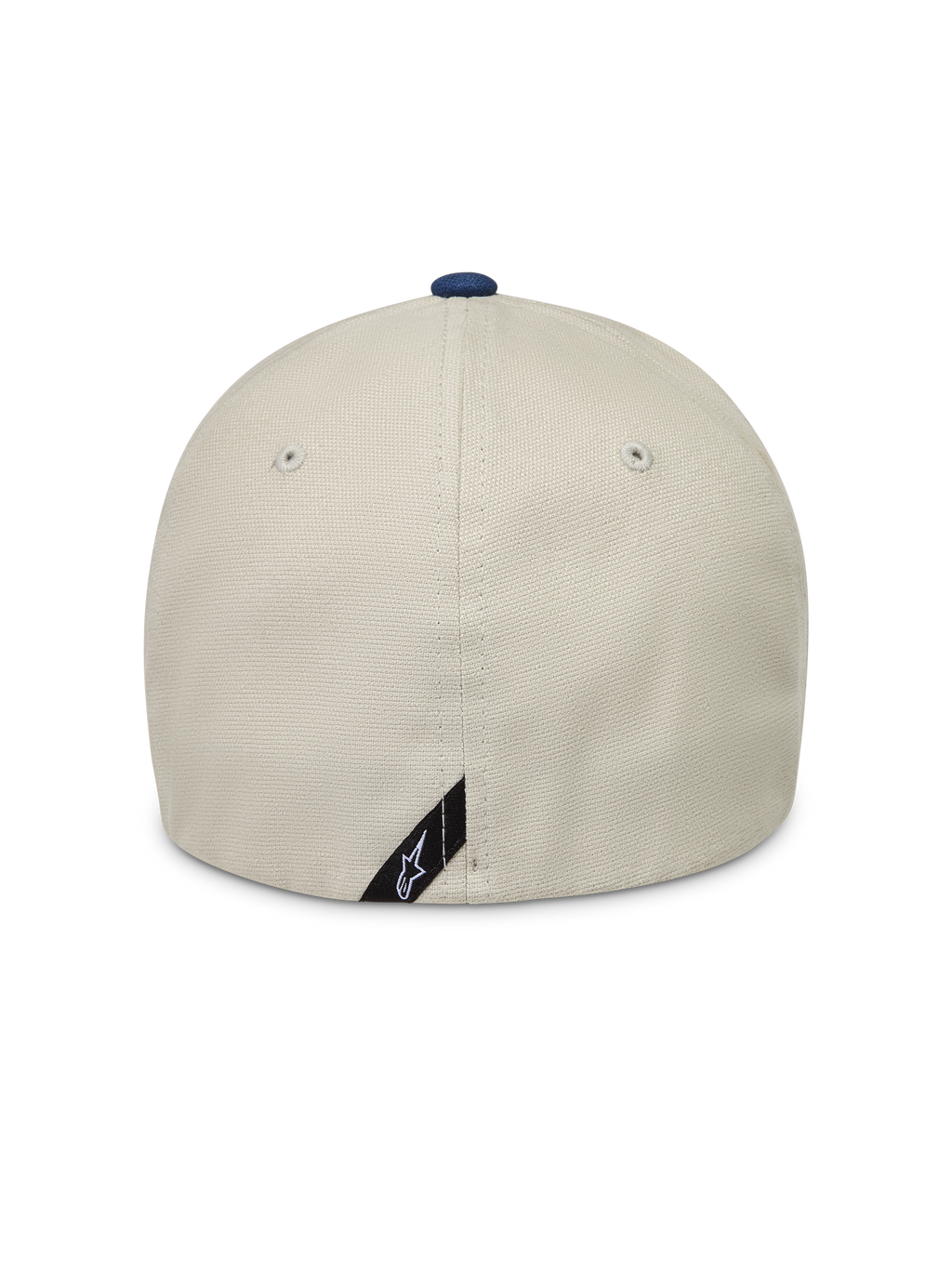 Alpinestars County Canvas Casquette, casquette de sportswear sable et bleue, vue de dos avec dos flexible et tissu oxford peigné.