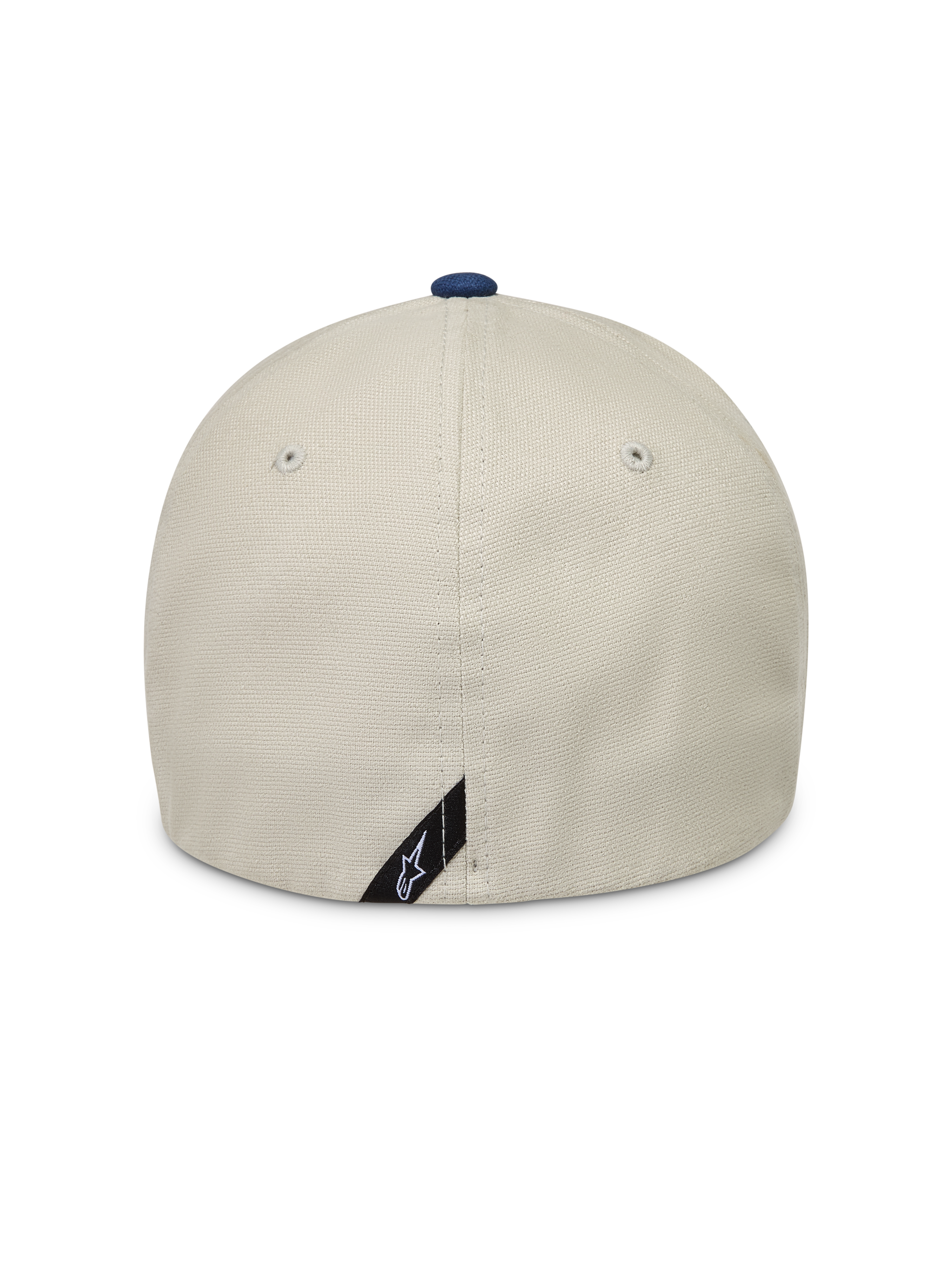 Alpinestars County Canvas Casquette, casquette de sportswear sable et bleue, vue de dos avec dos flexible et tissu oxford peigné.