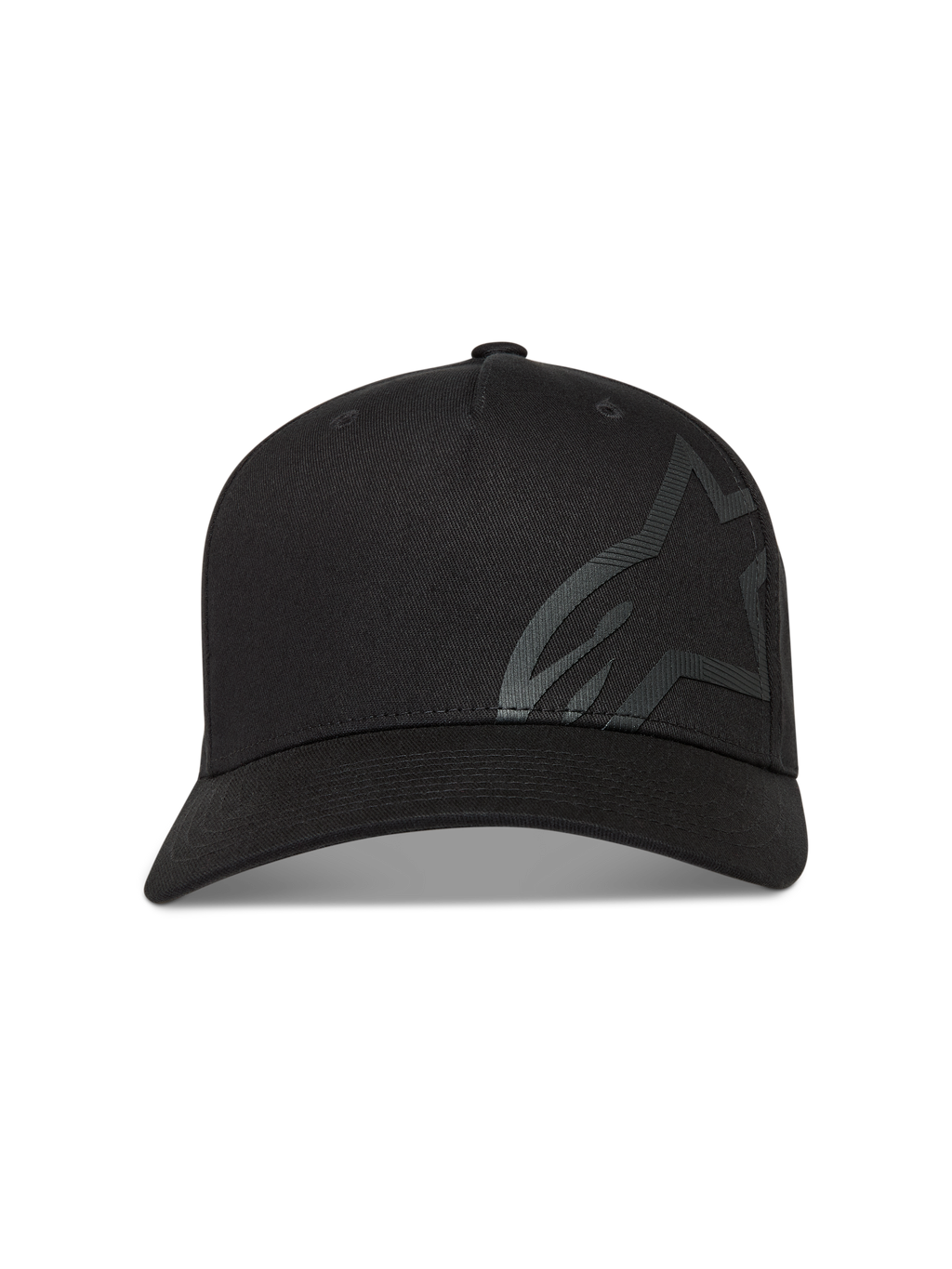 Alpinestars Maze Casquette, casquette de sportswear noire avec visière incurvée et grand logo Astars texturé.