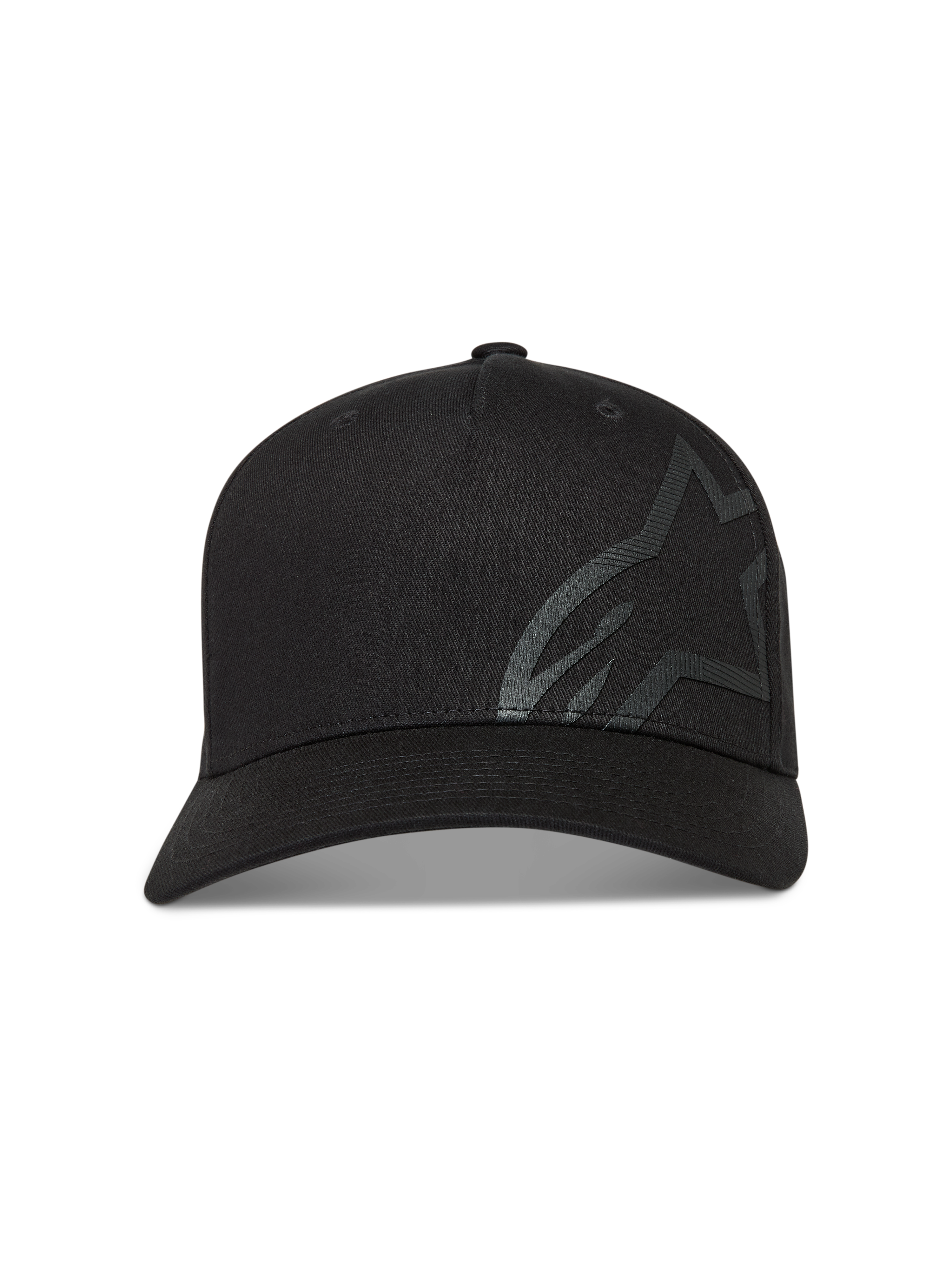 Alpinestars Maze Casquette, casquette de sportswear noire avec visière incurvée et grand logo Astars texturé.