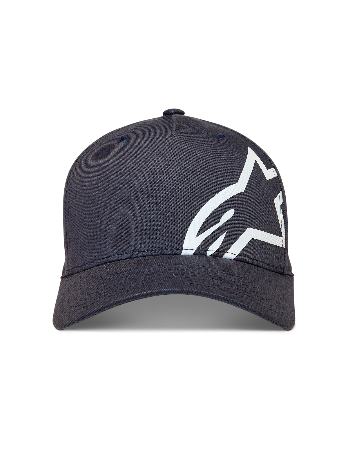 Alpinestars Maze, casquette sportswear gris foncé, visière incurvée et grand logo Astars blanc texturé