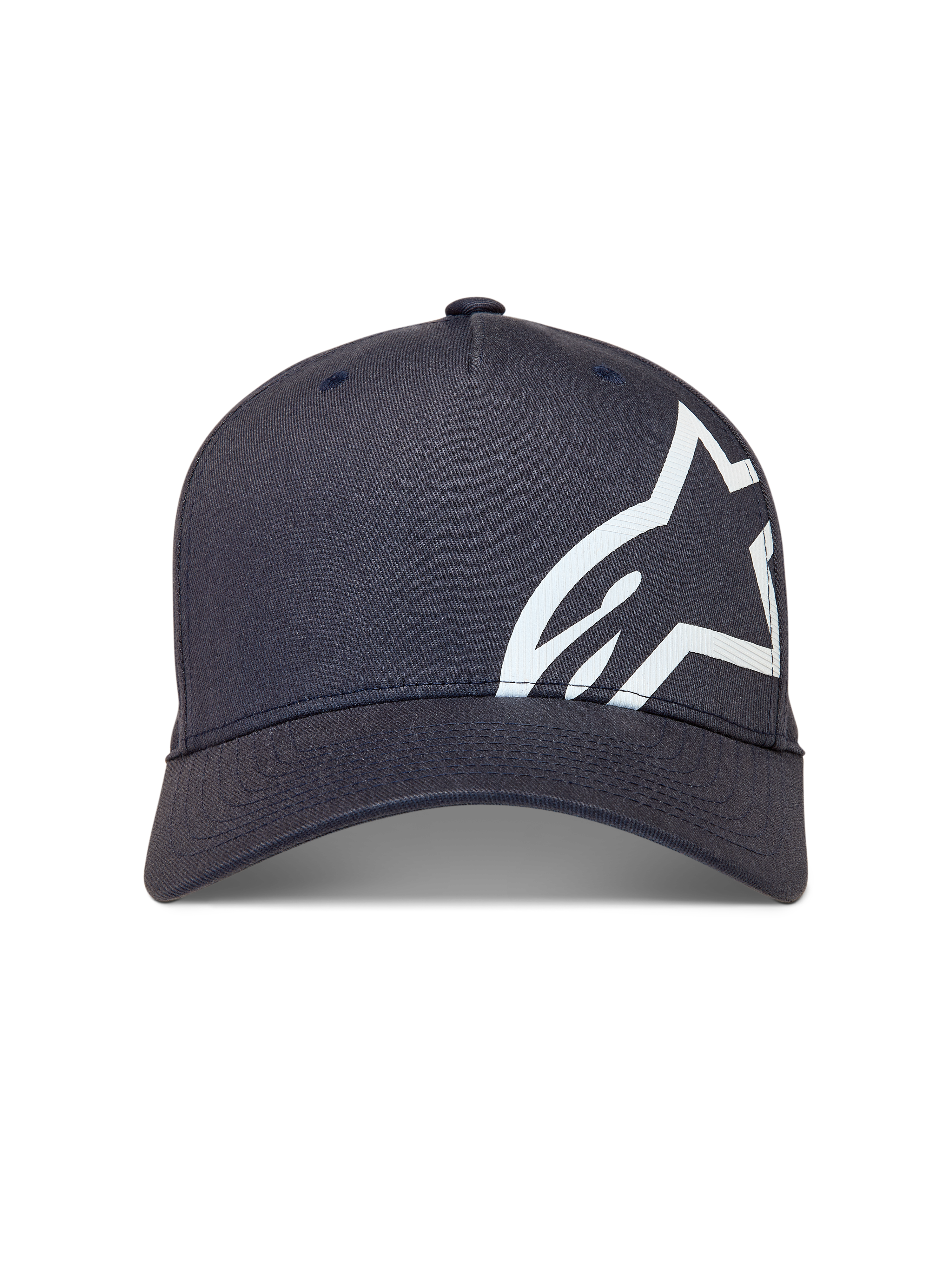 Alpinestars Maze, casquette sportswear gris foncé, visière incurvée et grand logo Astars blanc texturé