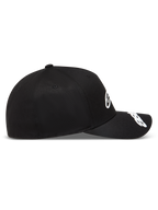Alpinestars Arclight Casquette, casquette sportswear noire et blanche avec logos en relief, vue de profil
