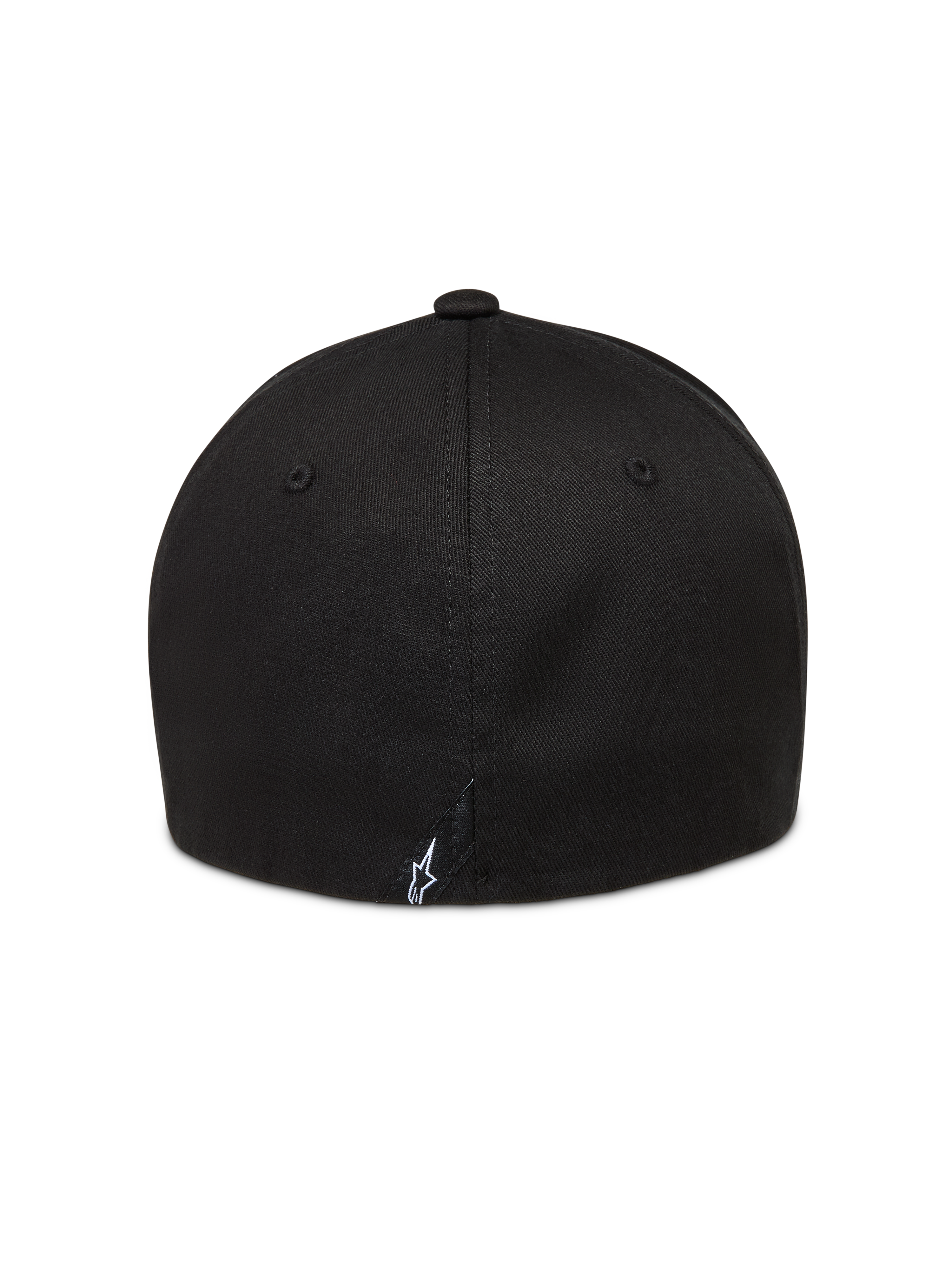 Alpinestars Arclight, casquette sportswear noire à dos flexible, vue de dos avec petit logo Astars blanc brodé