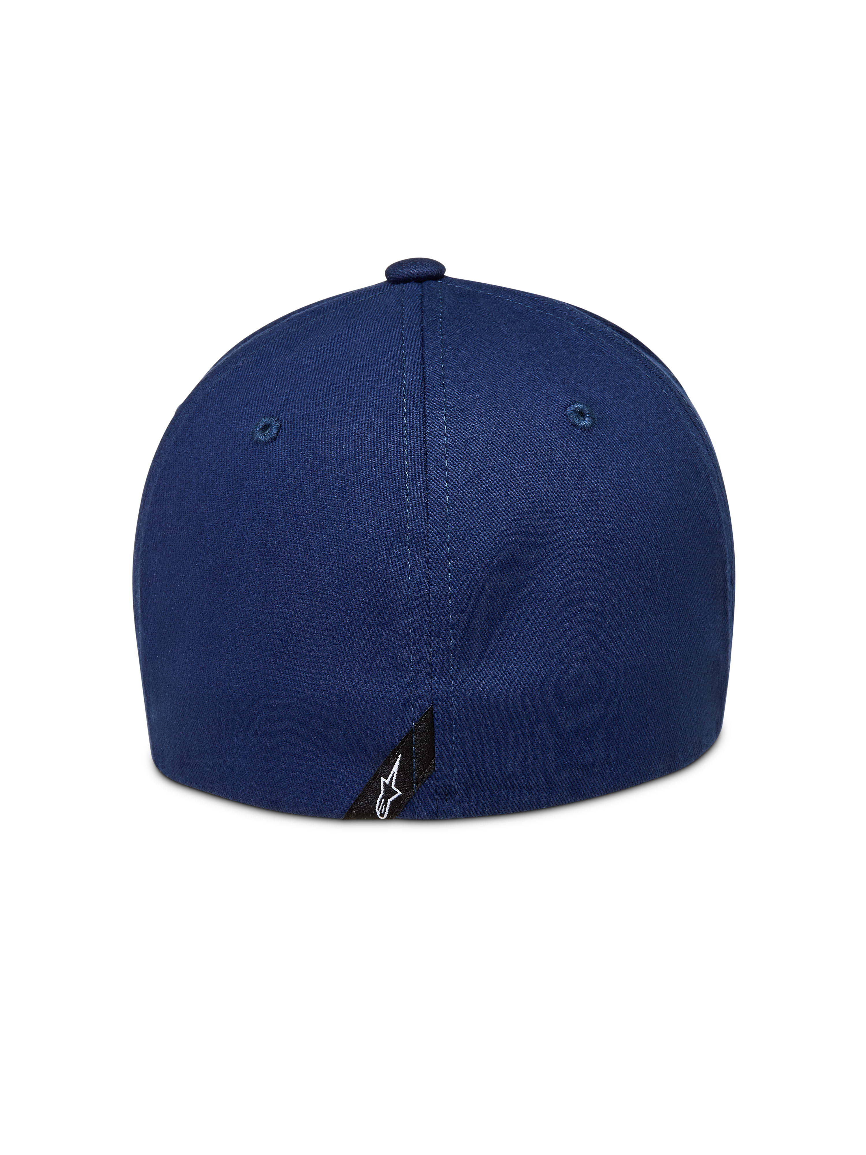 Alpinestars Arclight Hat, Navy Blue Sportswear Baseball Cap, back view featuring a flex back design and small Astars logo tag.