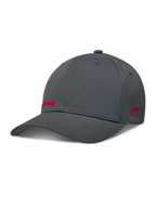 Alpinestars Points Casquette, casquette sportswear gris foncé en nylon tactel avec logos rouges imprimés HD