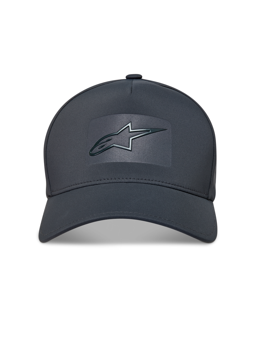 Alpinestars Algo Perf Adjustable, casquette sportswear en tissu technique gris foncé, logo Astars soudé et visière courbée.