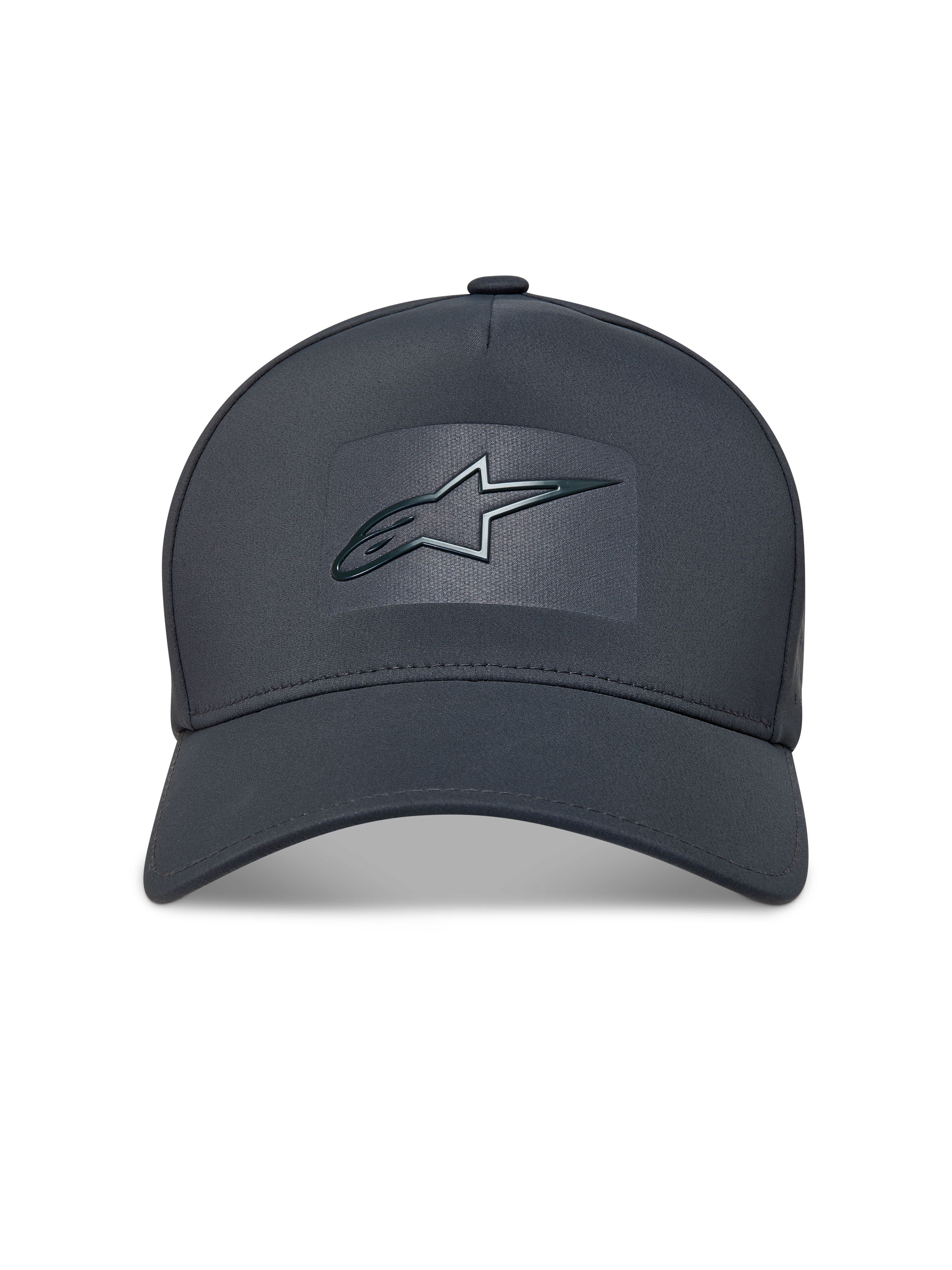 Alpinestars Algo Perf Adjustable, casquette sportswear en tissu technique gris foncé, logo Astars soudé et visière courbée.
