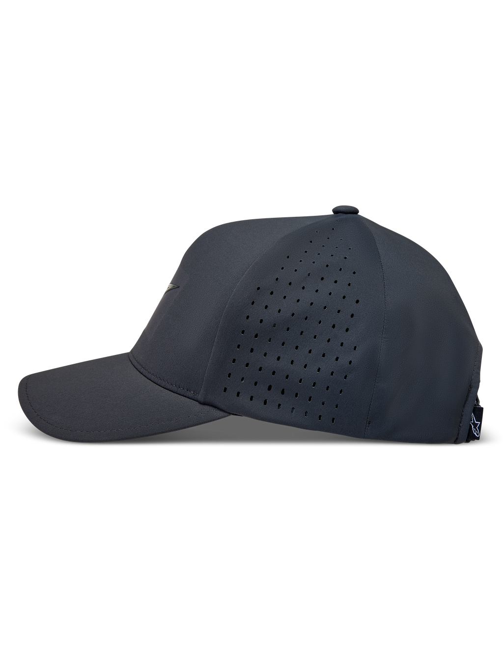 Alpinestars Algo Perf Adjustable, casquette gris foncé en tissu technique avec perforations latérales et visière courbée.