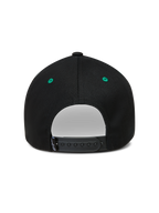 Alpinestars Retro Snapback, casquette sportswear noire et verte, vue de dos avec fermeture snapback ajustable