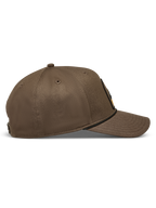 Alpinestars Acme Snapback Hat, Walnut Brown Sportswear Cap, side profile with curved bill, structured crown, and rope trim.