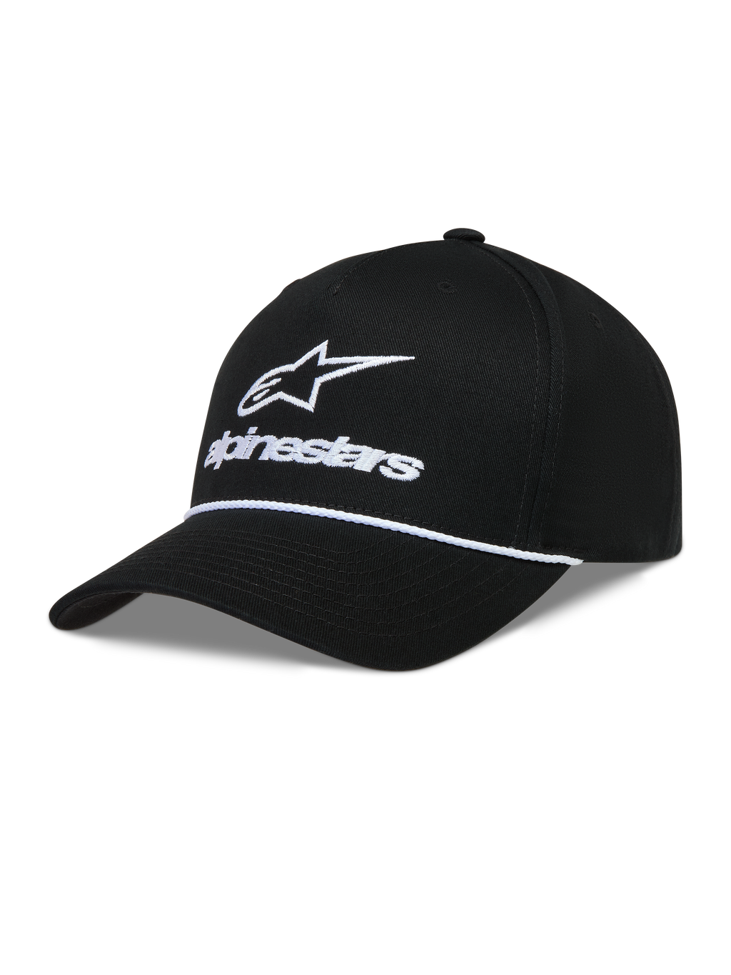 Alpinestars Combo Logo Snapback Hat, Sportswear, Black and White, Twill fabric with embroidered logo and curved bill.