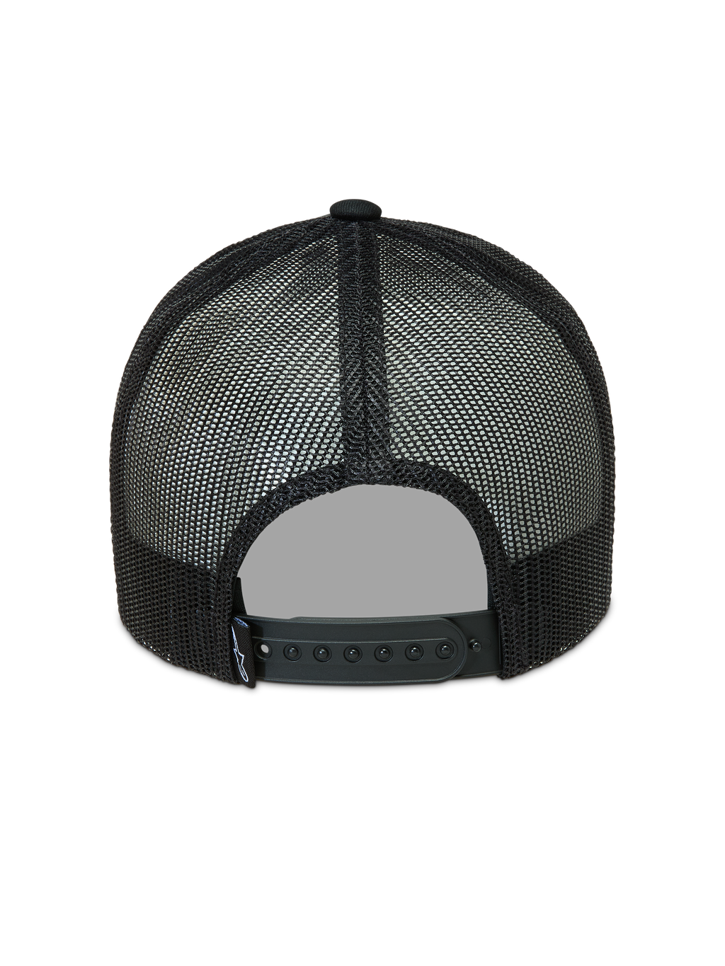 Alpinestars Hemmings Trucker Casquette, casquette de sportswear noire, vue arrière avec maille polyester et snap-back réglable