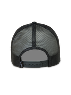 Alpinestars Baron Trucker, casquette trucker noire, vue de dos avec maille respirante et fermeture snapback réglable
