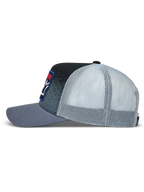 Alpinestars Gravel Trucker Casquette, casquette trucker grise et noire, maille respirante et imprimé texture gravier