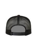 Alpinestars Hotlink, casquette trucker noire et marron, vue de dos avec filet mesh et fermeture snapback réglable.