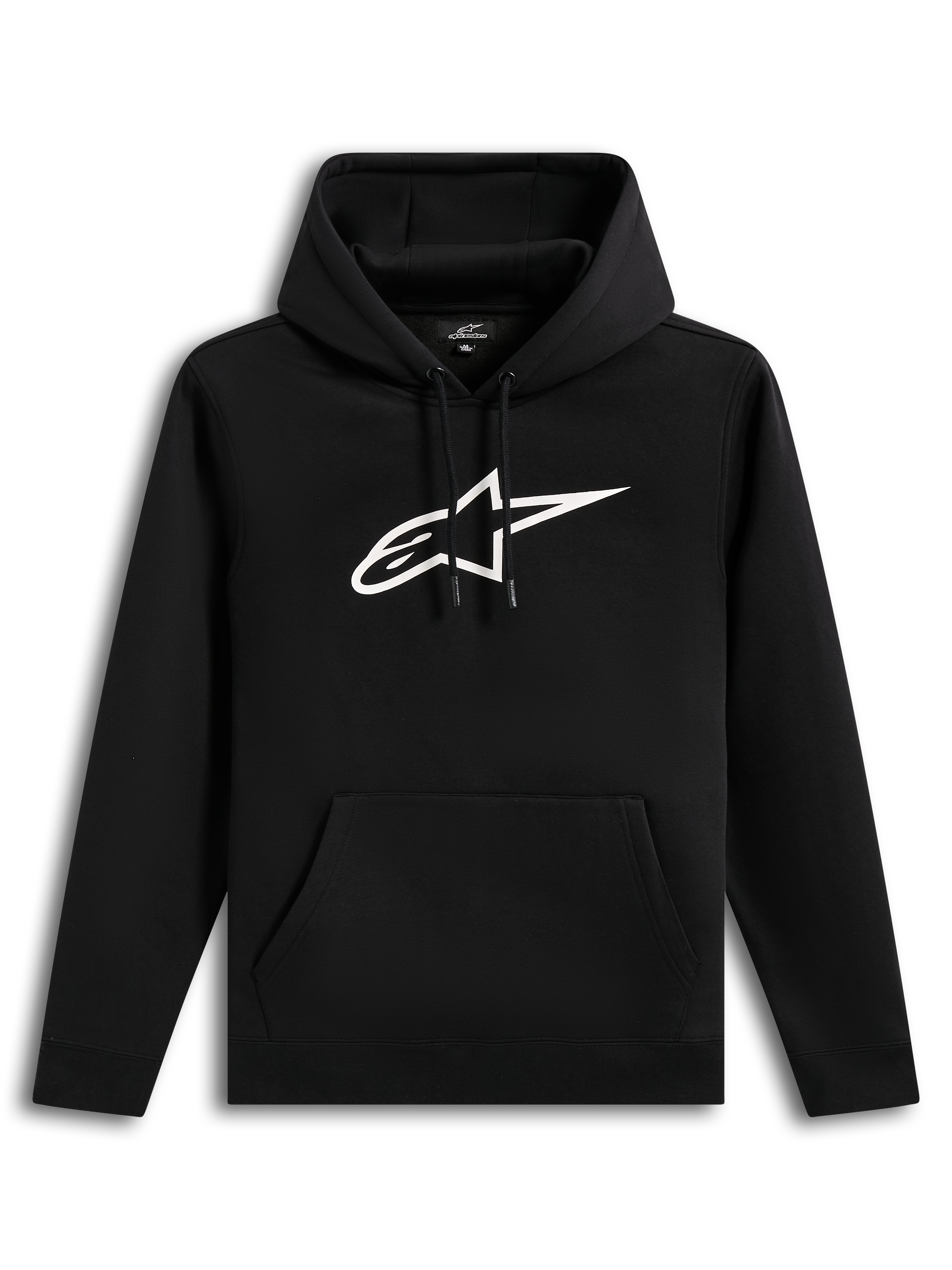 Alpinestars Ageless V3 Hoodie, sweat à capuche de sportswear noir avec logo blanc brodé et poche kangourou