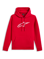 Sweat à capuche Alpinestars Ageless V3, rouge avec logo brodé blanc, sweat en polaire, capuche avec cordon de serrage, poche kangourou, style streetwear décontracté inspiré du sport automobile