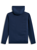 Alpinestars Ageless V3 Hoodie, sweat à capuche de sportswear en polaire bleu marine, vue de dos avec ourlet côtelé