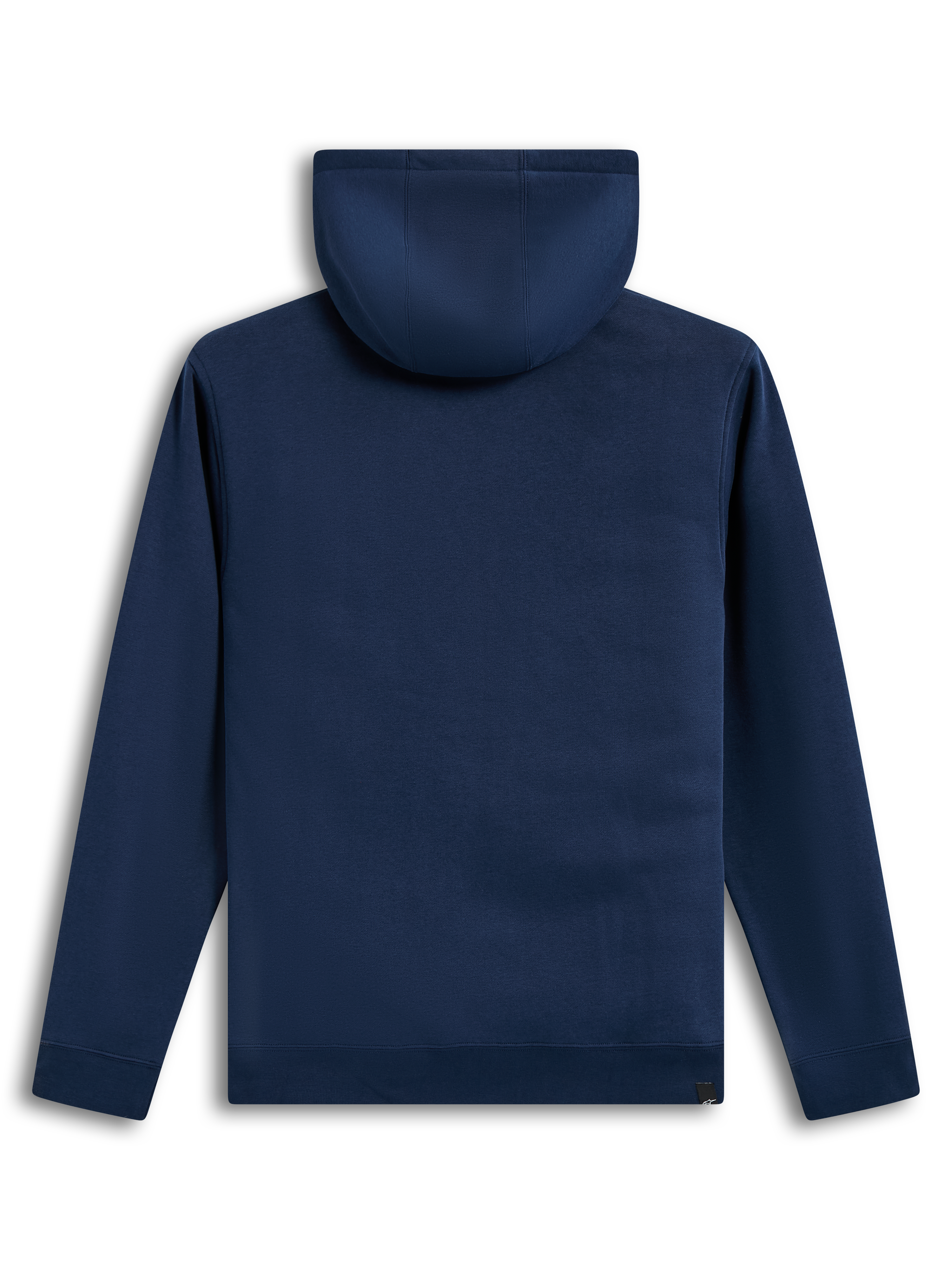 Alpinestars Ageless V3 Hoodie, sweat à capuche de sportswear en polaire bleu marine, vue de dos avec ourlet côtelé
