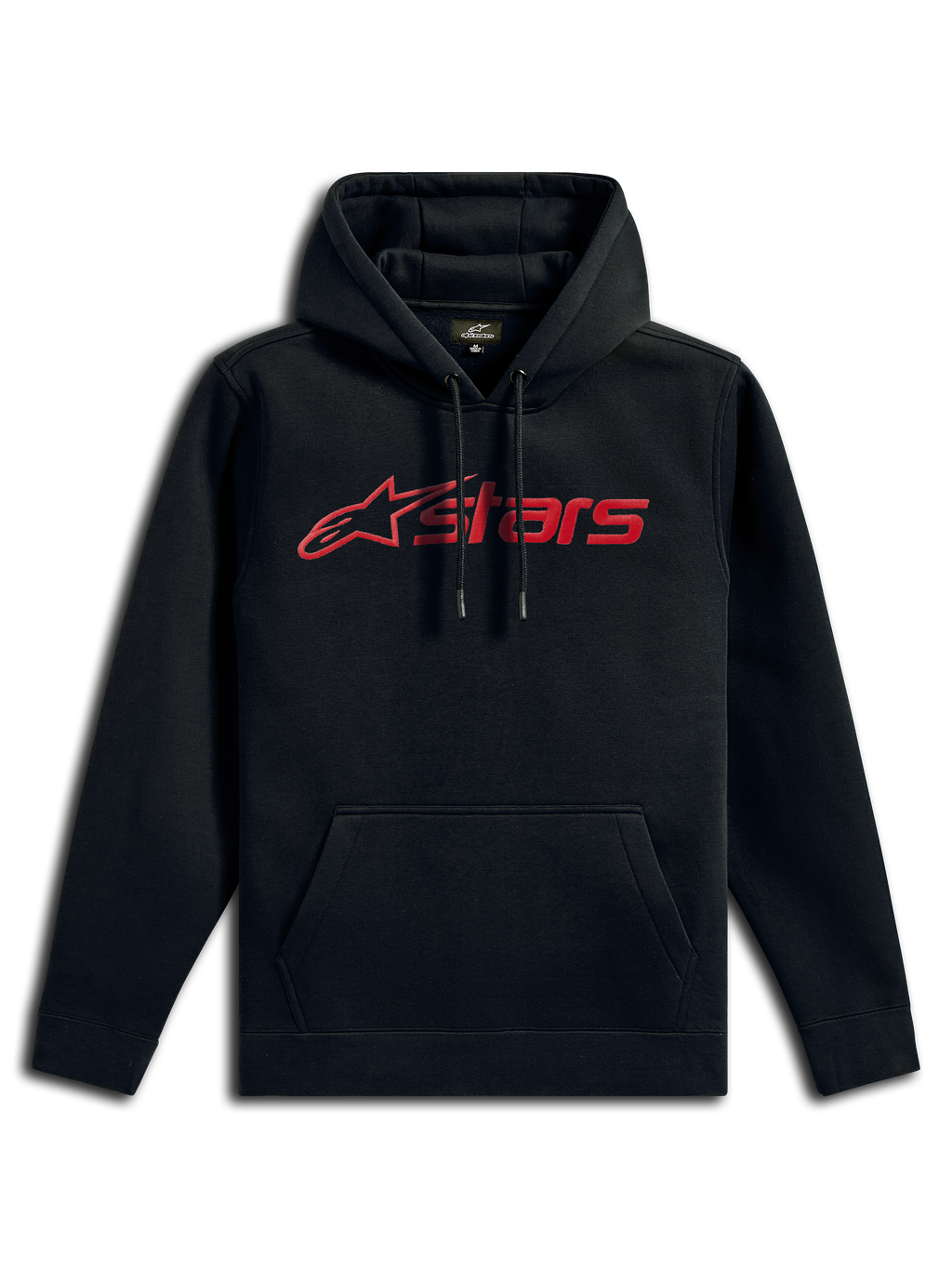 Sweat à capuche Alpinestars Blaze V3, streetwear décontracté, noir avec logo linéaire rouge, capuche à cordon de serrage, poche kangourou à l'avant, manches longues, design moderne inspiré du sport automobile