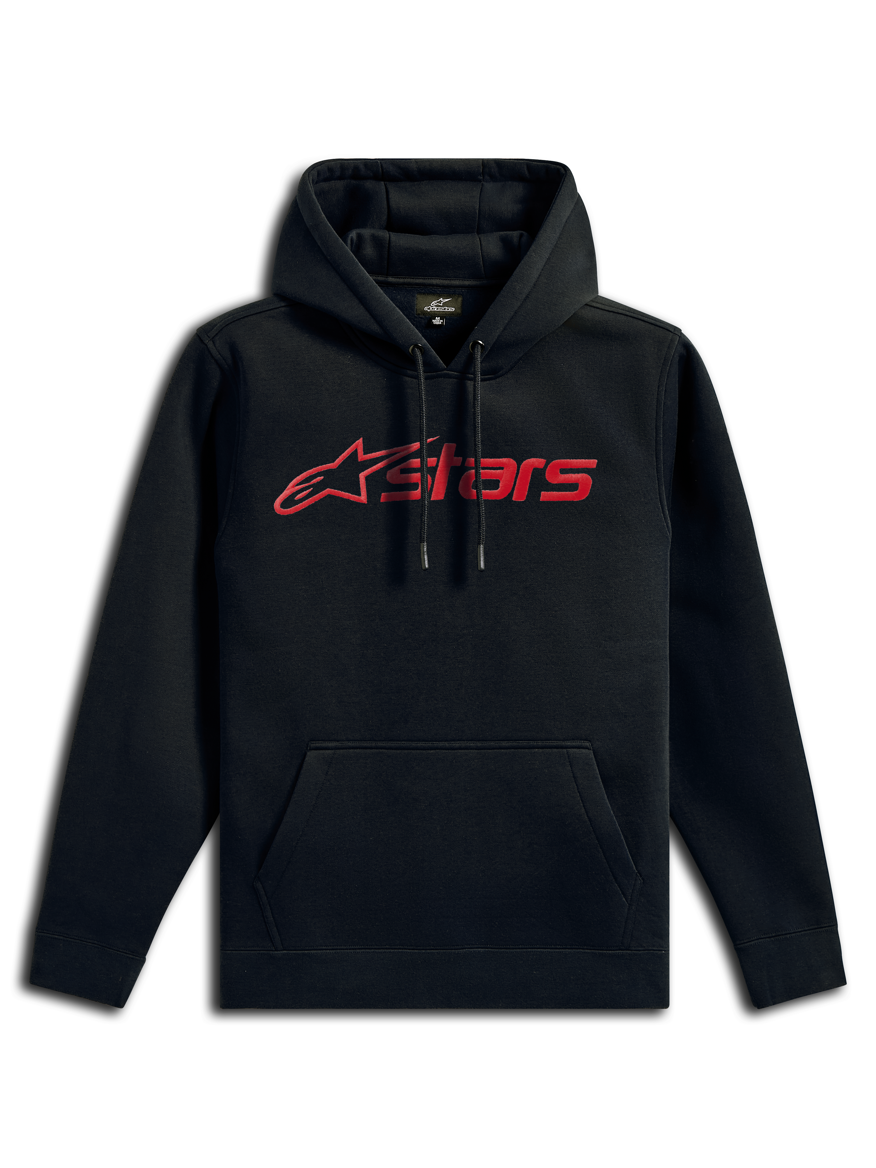 Sweat à capuche Alpinestars Blaze V3, streetwear décontracté, noir avec logo linéaire rouge, capuche à cordon de serrage, poche kangourou à l'avant, manches longues, design moderne inspiré du sport automobile