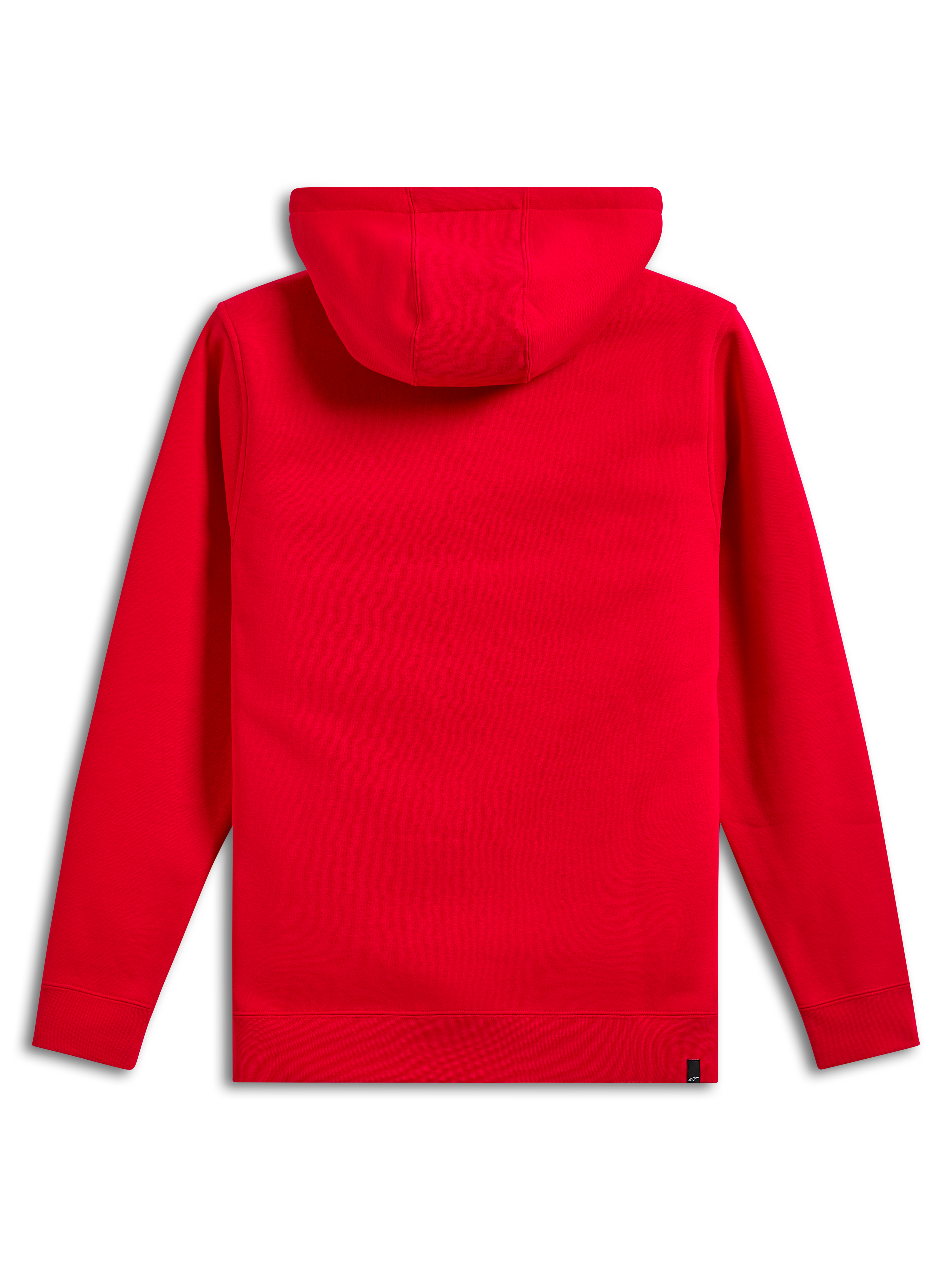 Sweat à capuche Alpinestars Ride V3, vue de dos, rouge uni, sportswear décontracté, polaire à enfiler avec capuche doublée en jersey, poignets et ourlet côtelés