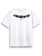 Alpinestars T-Shirt Elliptic CSF, t-shirt sportswear à manches courtes blanc avec logo Arched Astars noir et graphique rouge sur la poitrine