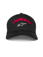 Casquette Alpinestars Arcstars, casquette de baseball noire, inscription astars brodée en 3D rouge et logo étoile blanc, visière courbée, couronne structurée, couvre-chef décontracté inspiré des sports mécaniques