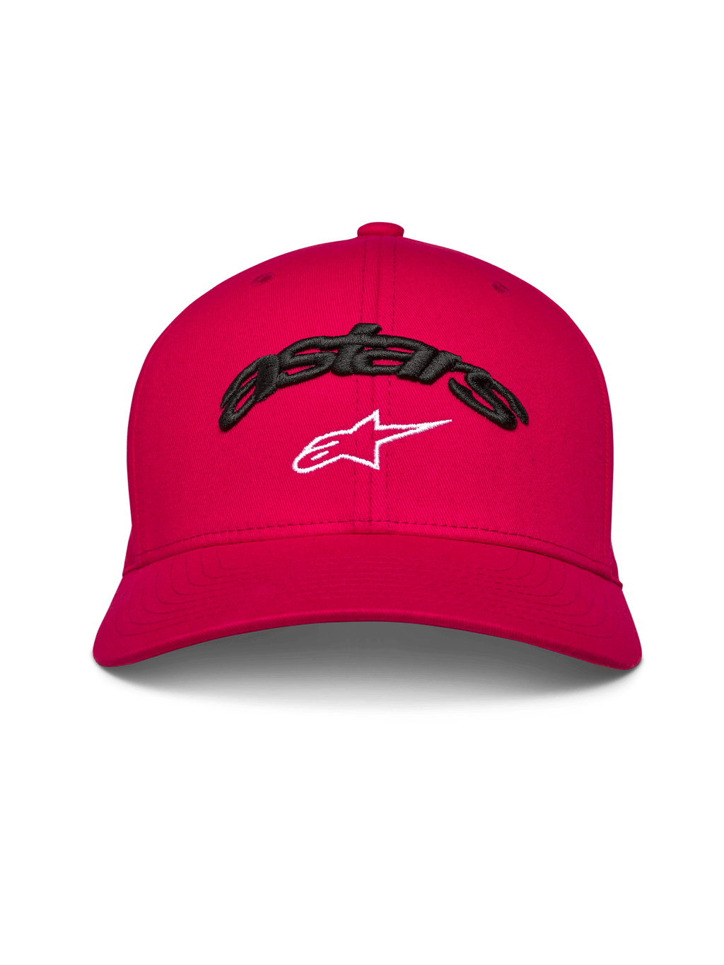 Casquette Alpinestars Arcstars, casquette de baseball à visière courbée, rouge, texte Astars brodé en 3D noir avec logo étoile blanc, couronne structurée, couvre-chef décontracté inspiré du sport automobile
