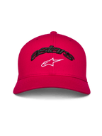 Casquette Alpinestars Arcstars, casquette de baseball à visière courbée, rouge, texte Astars brodé en 3D noir avec logo étoile blanc, couronne structurée, couvre-chef décontracté inspiré du sport automobile