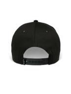 Casquette Alpinestars Canyon, casquette snapback noire, vue arrière avec fermeture snapback réglable et petite étiquette tissée du logo Astars, sergé 100 % coton, style motorsport décontracté