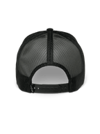 Casquette Trucker Alpinestars Gambit, casquette snapback, noir, vue arrière montrant les panneaux en maille polyester respirante et la fermeture snapback réglable, sportswear motorsport décontracté