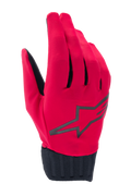 Alpinestars A-Dura Rain Gloves, gants de cyclisme VTT imperméables, rouge fluo et noir, avec logo étoilé noir sur le dos de la main, poignet en néoprène noir côtelé, design épuré pour rouler par tous les temps