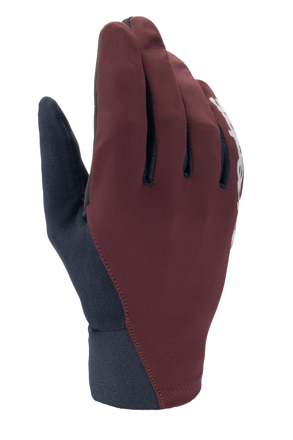 Gants thermiques Alpinestars A-Dura, gants de VTT d'hiver, bordeaux foncé et noir, avec coque extérieure coupe-vent et manchette en néoprène, logo blanc, isolation thermique pour la conduite par temps froid