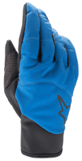 Gants Alpinestars Denali 2, gants de VTT, bleu moyen et noir, avec dessus de main en softshell résistant aux intempéries, logo étoile noir, renfort de pouce perforé et poignet à enfiler épuré pour rouler par temps froid