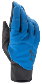 Gants Alpinestars Denali 2, gants de VTT, bleu moyen et noir, avec dessus de main en softshell résistant aux intempéries, logo étoile noir, renfort de pouce perforé et poignet à enfiler épuré pour rouler par temps froid