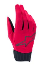 Alpinestars Stella A-Dura Rain Gloves, gants de pluie de VTT pour femme, rouge fluo et noir, avec un grand logo étoile noir, poignet en néoprène côtelé et conception imperméable pour le VTT
